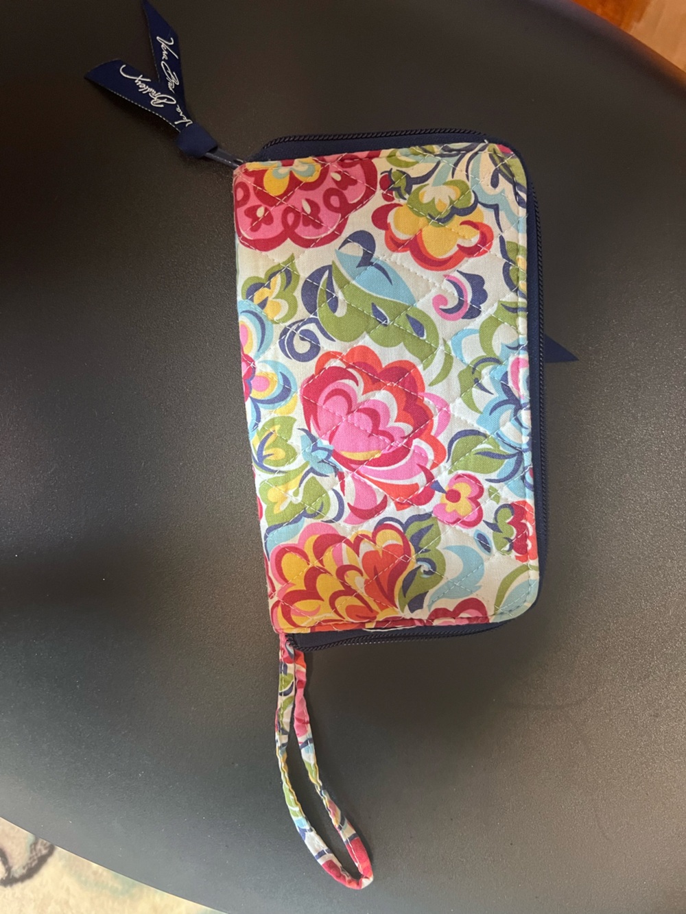 Vera Bradley Floral Quilted Wristlet in Pink, Yellow & Blue